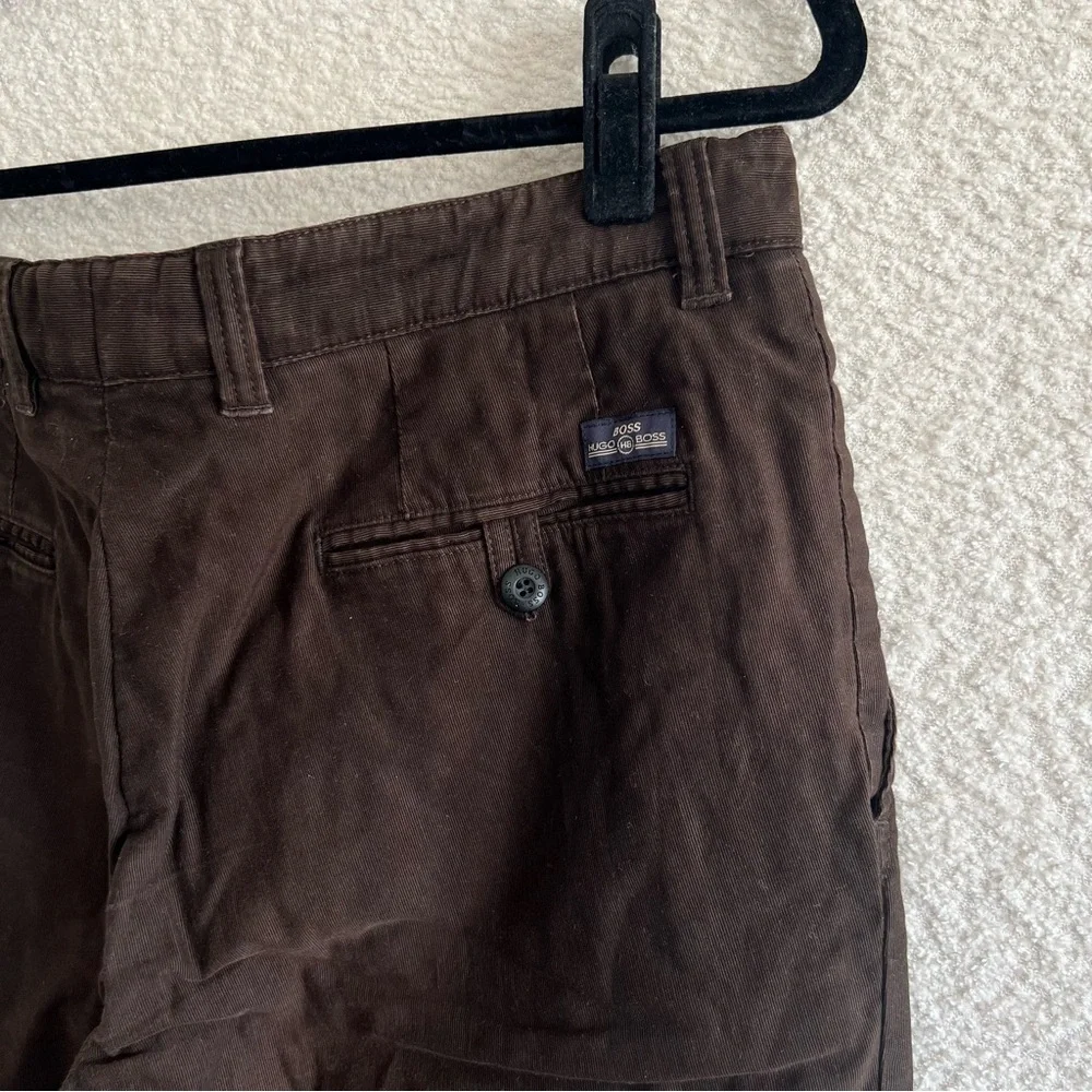 Hugo Boss‎ Men’s Corduroy Cotton Brown Trousers Mitchel Pleated Pants Size 34R